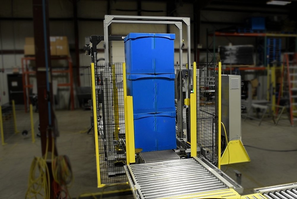 Half-High Pallet or Tote Stacker - Pallet Conveyor Half-High Pallet or Tote Stacker - Pallet Conveyor